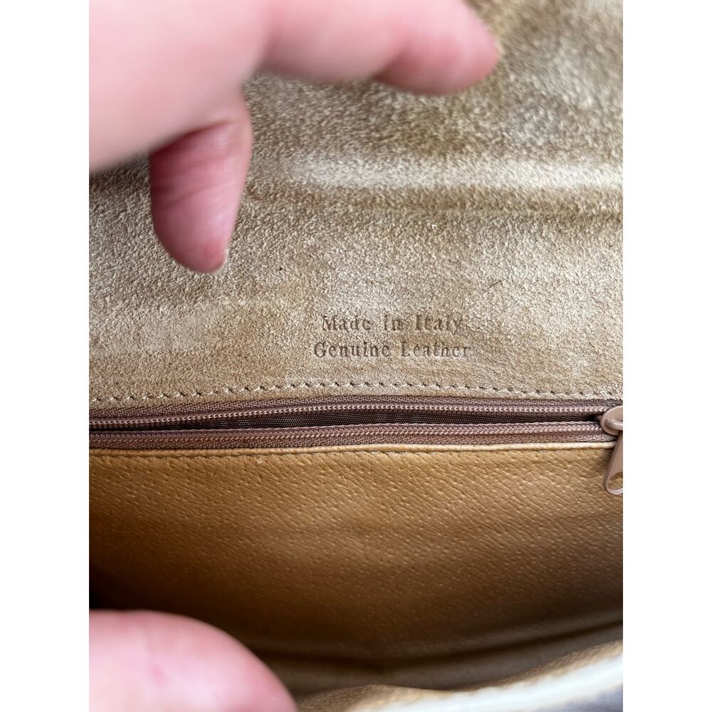 Tan Genuine Leather Vintage Clutch Italian Leather Bag - Picture 5 of 5